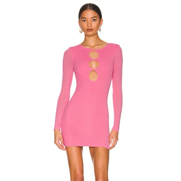 Bodycon Pink Keyhole Mini Dress - Picture 4 of 6